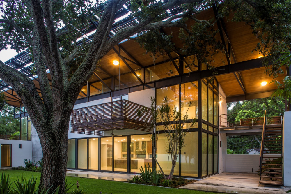 Sustainable modern residence designed for daylight, insulation, and low energy use